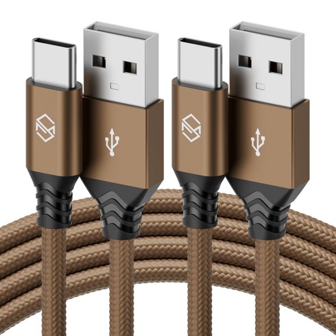 신지모루 USB-C 타입 더치 패브릭 케이블, 1m, 브라운, 2개