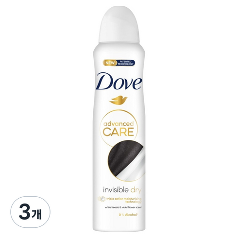 도브 인비저블 드라이향 데오드란트 스프레이, 3개, 150ml