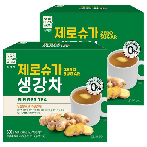 녹차원 제로슈가 생강차, 2개, 20개입, 15g