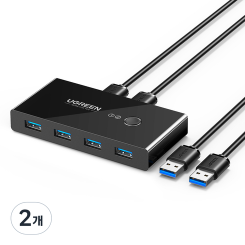 유그린 USB3.0 KVM 스위치 4포트 멀티허브, US216-30768, 2개