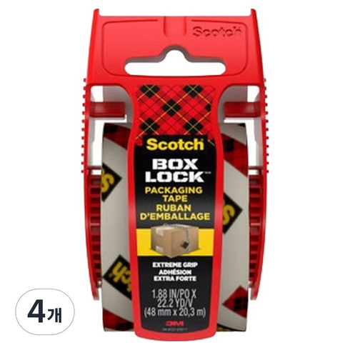스카치 박스락 포장용 테이프 195 48mm x 20m, 투명, 4개