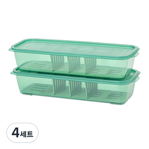 이지앤프리 튼튼이 웨이브킵 칸칸이 야채보관통 2L, 2개입, 4세트