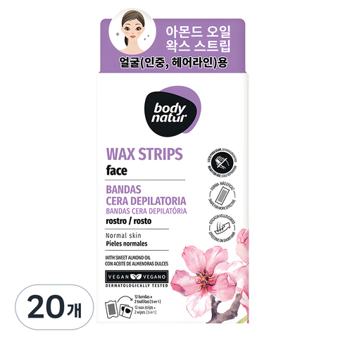 바디네이처 스위트 아몬드 왁스스트립 페이스용, 20개