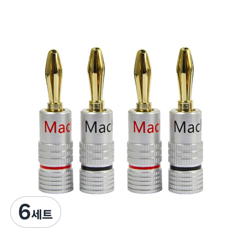 마하링크 스피커 바나나 플러그, ML-B2, 흑색, 적색, 6세트