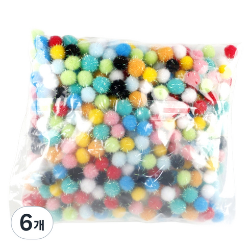 유니아트 반짝이 퐁퐁 15mm, 혼합색상, 6개