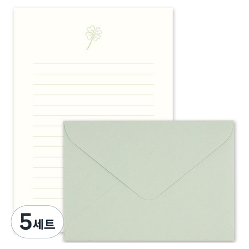 대시앤도트 에버모어 레터프레스 편지지 4p + 봉투 2p 세트, 03 wish clover, 5세트