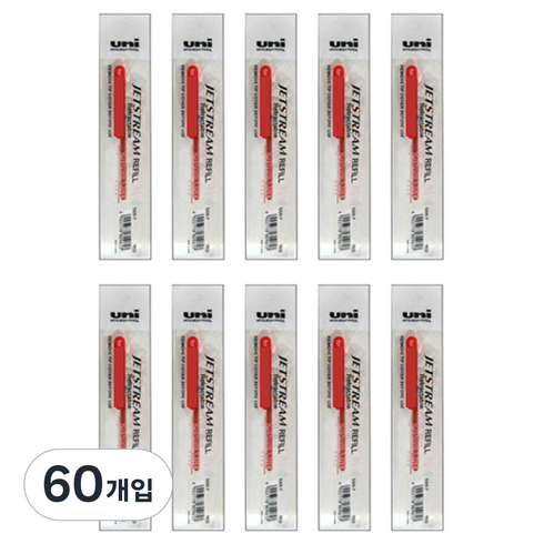 미쯔비시 제트스트림 SXN-150 전용 SXR-5 리필심 0.5mm, 레드, 60개