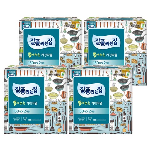 잘풀리는집 뽑아쓰는 키친타월, 150매, 8개