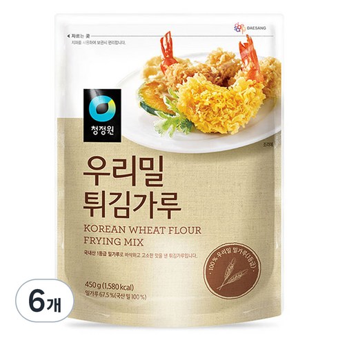청정원 우리밀 튀김가루, 450g, 6개
