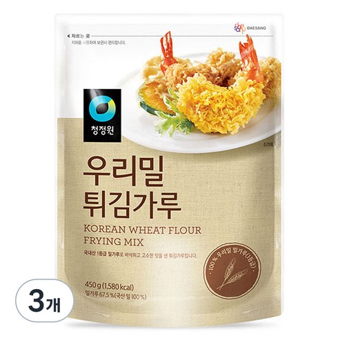청정원 우리밀 튀김가루, 450g, 3개