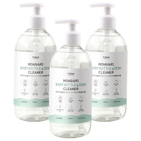하이비 젖병 식기세정제 액상 용기 무향, 3개, 500ml
