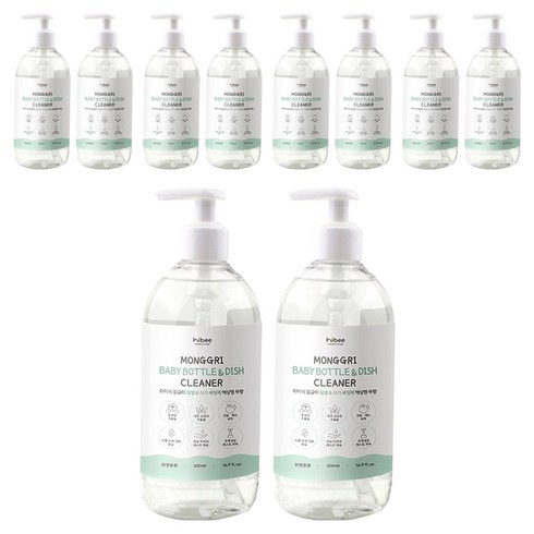 하이비 젖병 식기세정제 액상 용기 무향, 10개, 500ml