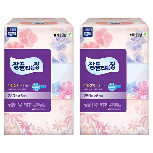 잘풀리는집 천연펄프 미용티슈 2겹, 280매입, 12개