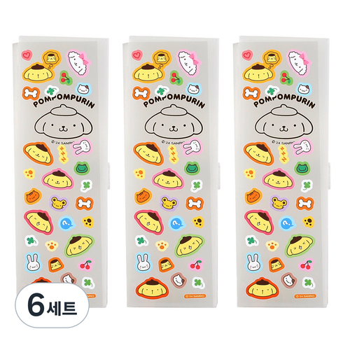 산리오 튜닝 필통 3p + 스티커 3p 세트, 폼폼푸린, 6세트