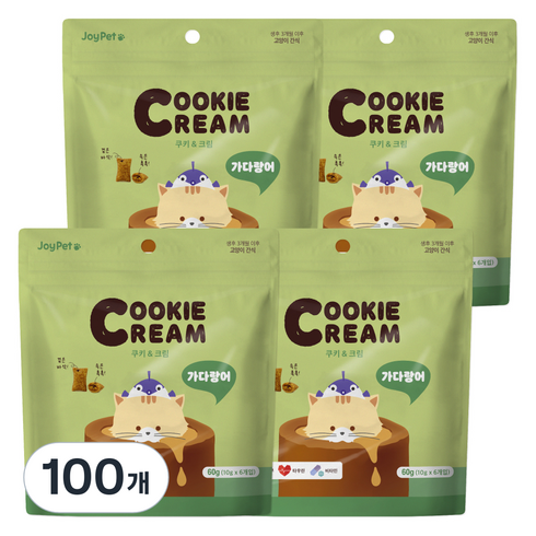 조이펫 고양이 쿠키 앤 크림 간식, 가다랑어, 60g, 100개