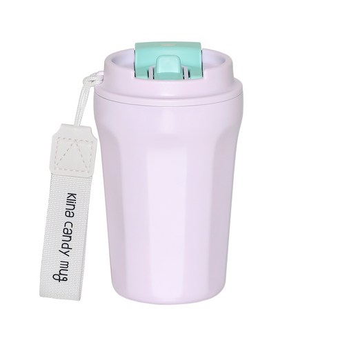 클리나 캔디머그 스텐 보온보냉 빨대 텀블러, 퍼플민트, 380ml, 1개