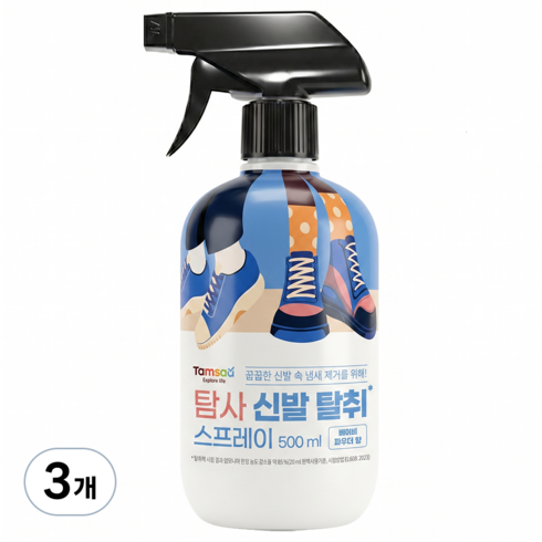 탐사 강력 신발 탈취 스프레이 베이비파우더향, 3개, 500ml