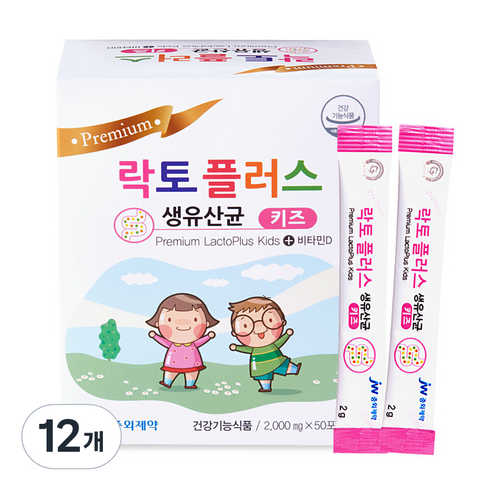 JW중외제약 락토플러스 생 유산균 키즈, 100g, 12개