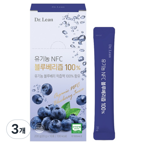 닥터린 유기농 NFC 100% 블루베리즙, 3개, 200g