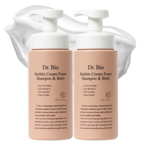 닥터바이오 버블 크림폼 샴푸 앤 바디워시, 450ml, 2개