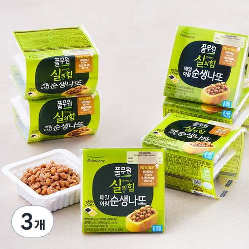 풀무원 실의 힘 매일아침 순생나또, 49.5g, 12개입, 3개