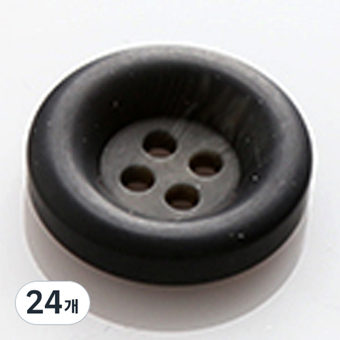 HR빅버튼 브레인 무광 단추 23mm, 블랙, 24개