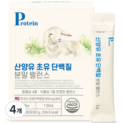 온유바이오 산양유 초유 단백질 분말 밸런스 30p, 60g, 4개