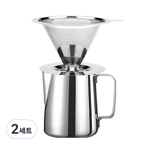 카페리아 스텐 핸드드립 세트, 350ml, 2세트, 스텐 이중망 드리퍼 + 커피서버
