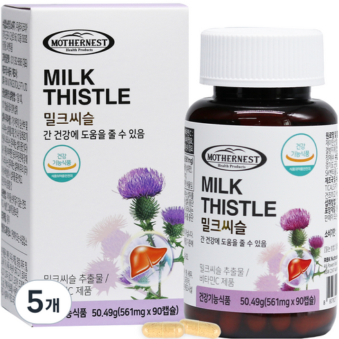 마더네스트 호주산 밀크씨슬 50.49g, 90정, 5개