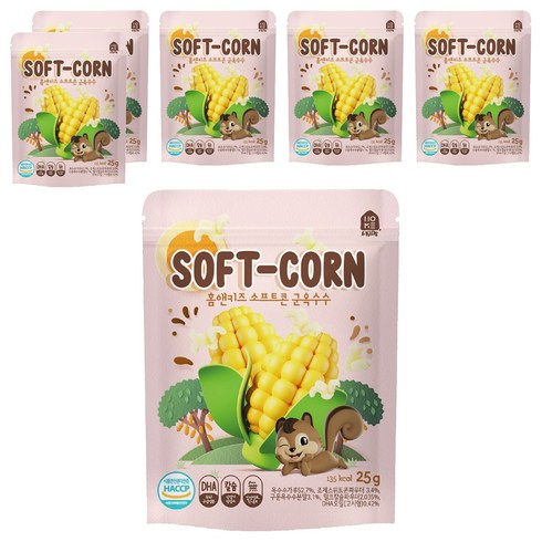 홈앤키즈 소프트콘 과자, 6개, 군옥수수맛, 25g