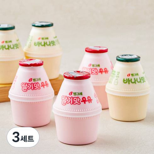 바나나맛우유 240ml x 3개입 + 딸기맛우유 240ml x 3개입 세트, 1.44L, 3세트