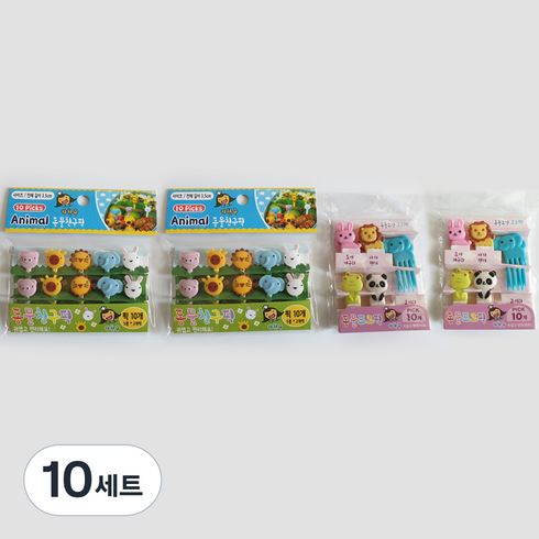 키친구 동물 친구픽 5종 x 2p + 포크픽 랜덤발송 5종 x 2p 세트, 10세트