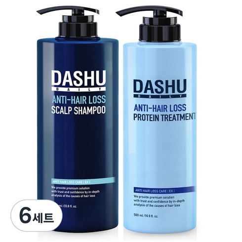 다슈 데일리 한방 두피 골드 샴푸 EX 1 000ml + 다슈 데일리 안티 헤어로스 단백질 트리트먼트 500ml, 6세트