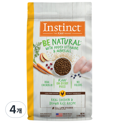 인스팅트 전연령용 BE 내추럴 독 키블, 닭, 1kg, 4개