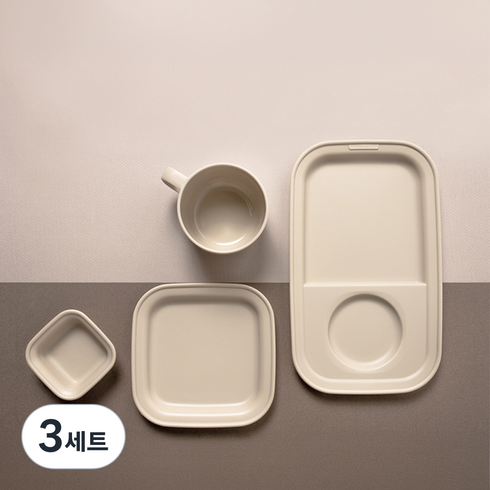 나인웨어 올디너리 테이블 시리즈 4p, 화이트, 브런치테이블 + 스프컵 + 소스볼 + 사각접시, 3세트