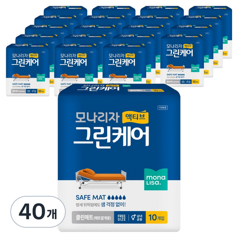 모나리자 액티브 그린케어 성인기저귀 클린매트, 10매입, 40개
