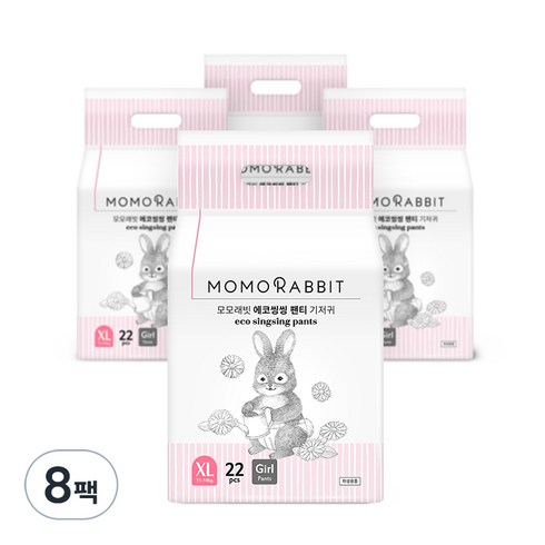 모모래빗 에코씽씽 오리지널 팬티기저귀 여아용, 특대형(XL), 176매
