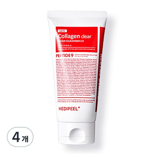 메디필 레드 락토 콜라겐 클리어 폼 클렌저 2.0, 120ml, 4개