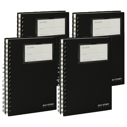 데이스토리 5000 A5포켓 PP스프링 노트 150매, 흑색, 4개