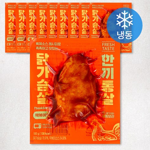 한끼통살 닭가슴살 떡볶이맛 (냉동), 100g, 1개입, 10개