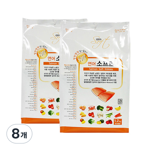 aim 전연령견용 홀리스틱 소프트사료, 연어, 1.2kg, 8개