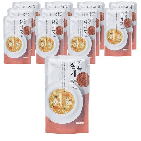 원더푸드 반려동물 죽 파우치, 혼합맛(전복/닭), 120g, 12개