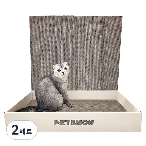 펫츠몬 고양이 3XL 스크래쳐 애착박스 + 리필 4P 평판형, 혼합색상, 2세트