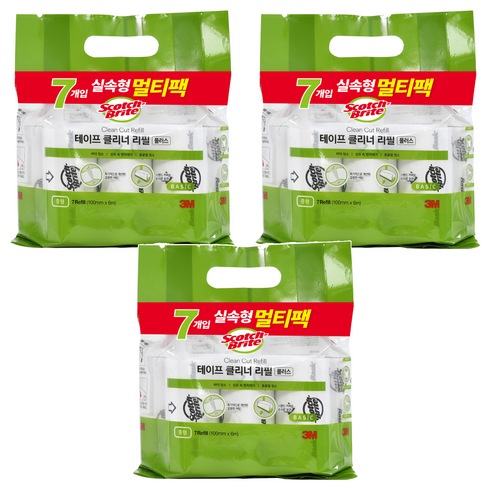 스카치브라이트 실속형 테이프 클리너 플러스 7p 세트 리필, 3개