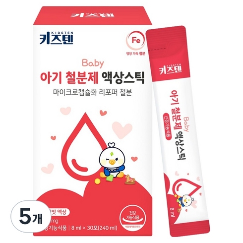 키즈텐 아기 철분제 액상스틱, 240ml, 5개