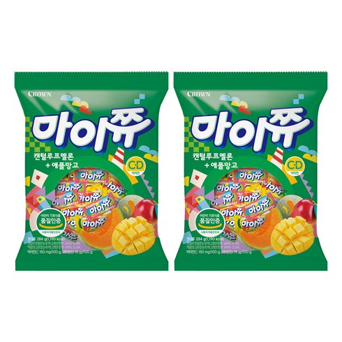 마이쮸 캔털루프멜론 + 애플망고 캔디, 284g, 2개