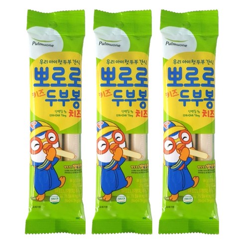 풀무원 뽀로로 키즈 두부봉 치즈, 84g, 3개