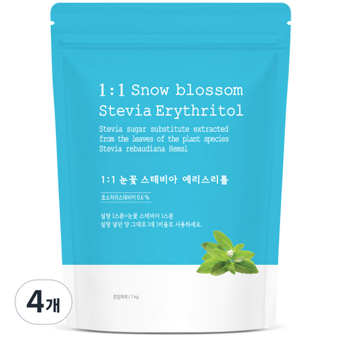 자연지애 눈꽃 스테비아 에리스리톨, 1kg, 4개