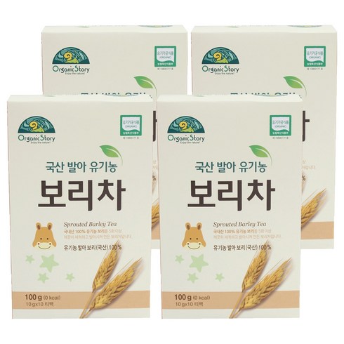 오가닉스토리 국산 발아 유기농 보리차, 100g, 4개, 10개입