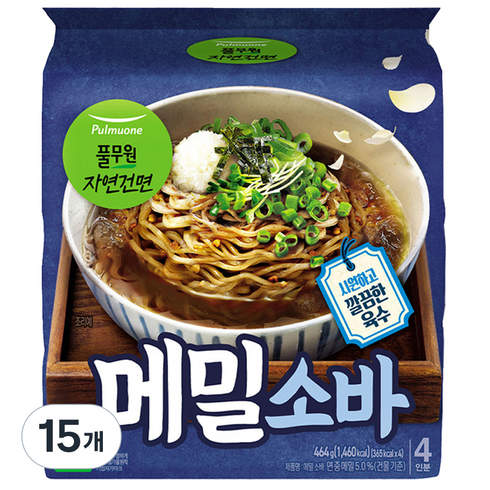 풀무원 자연건면 메밀소바, 464g, 15개
